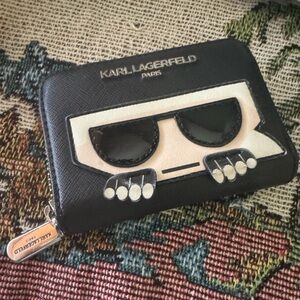Karl Lagerfeld Black and Cream Key & Card Holder